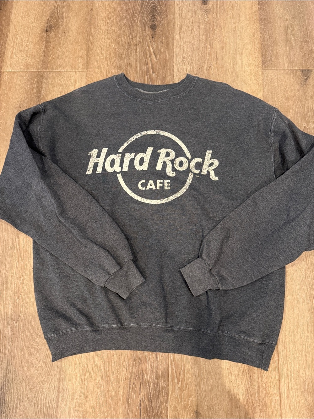 Hard Rock Cafe Men's Charcoal Crewneck Sweatshirt with White Logo